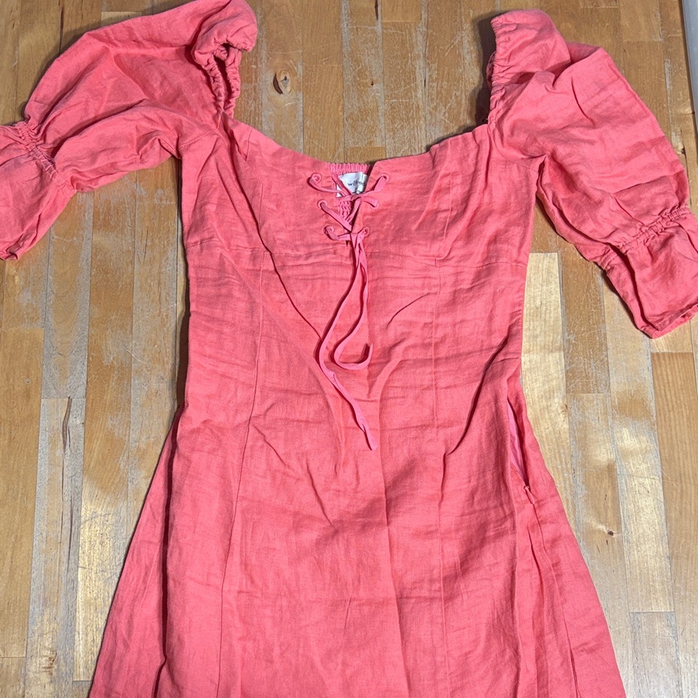 Wilfred Coral Lace-Up Mini Dress